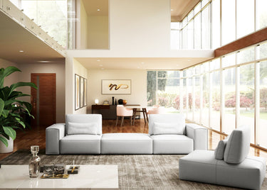 Lamod Italia Hollywood Italian Leather White Sectional with Armless Seat with No Back
