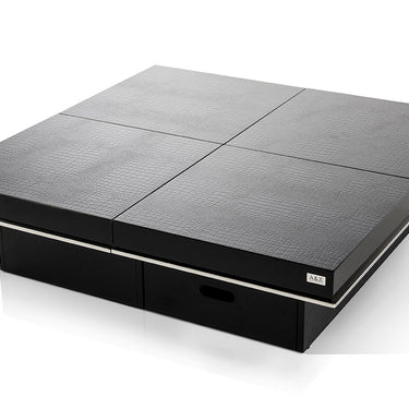 Horizon Black Crocodile Coffee Table with Pull Out Squares