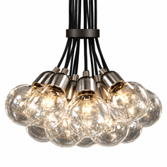 B.Lux Ilde Max S 13-Light Pendant designed by David Abad with bronze finish and black cord