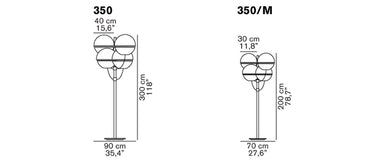 Dimension drawing of the Lyndon outdoor floor lamp by Oluce