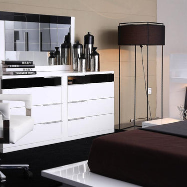 Impera Black & White Lacquer Walk-on Platform Bed 