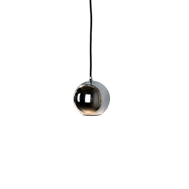 Innermost Boule polished chrome spherical pendant light, modern GU10 ceiling spotlight for contemporary living room decor. 