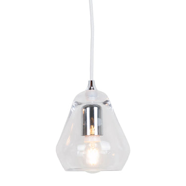 Innermost Core small clear glass pendant light. Modern conical design for kitchen islands.
