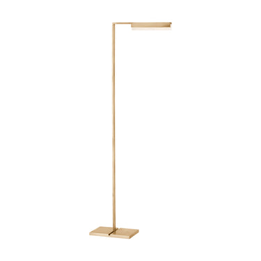 Sleek alabaster LED upright lamp for living room, 2700K warm white light, antique brassl.