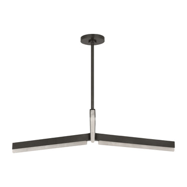Visual Comfort Linea 42" linear chandelier with integrated dimmable LED lights in a contemporary living room.