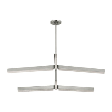 Kelly Wearstler Linea Collection 56-inch wide chandelier with antique nickel finish and integrated dimmable LED.
