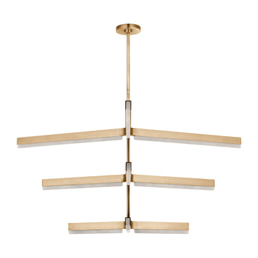 Visual Comfort Linea large contemporary chandelier providing soft LED illumination in a grand living space.