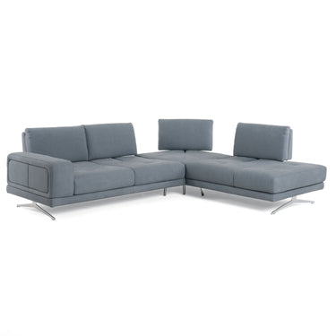 Lamod Italia Mood Blue Leather Right Facing Sectional Sofa