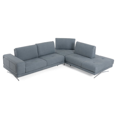 Lamod Italia Mood Blue Leather Right Facing Sectional Sofa