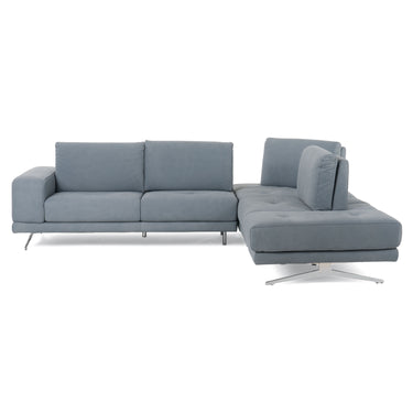 Lamod Italia Mood Blue Leather Right Facing Sectional Sofa