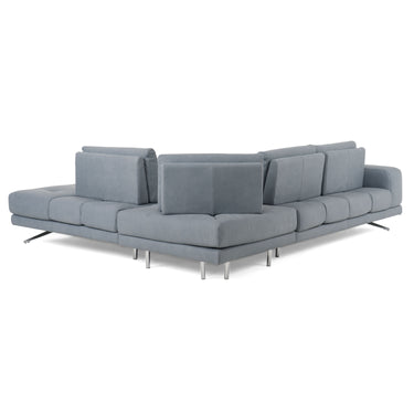 Lamod Italia Mood Blue Leather Right Facing Sectional Sofa