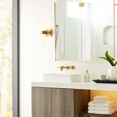 Langston Wall-mounted LED sconce light with etched crystal shade for upscale residential spaces
