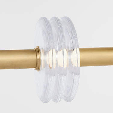 Elegant linear pendant light fixture with integrated 2700K LED and 90 CRI, ideal for high ceilings.