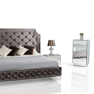 California King Leilah Tufted Fabric Bed