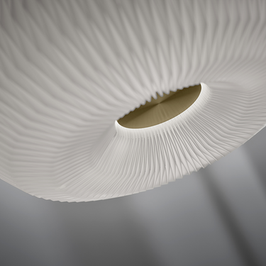 Donut 195 Pendant, Large, Brass, Le Klint · Close-up: brass top plate under the pleats (2)
