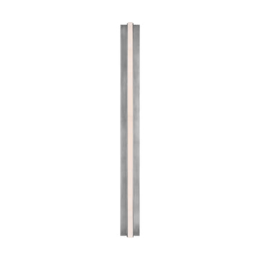 Linea 32" LED wall sconce in elegant antique nickel finish with natural alabaster shade.