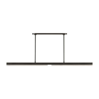 Kelly Wearstler designed 60"bronze linear pendant light featuring integrated dimmable LED for luxury office spaces.