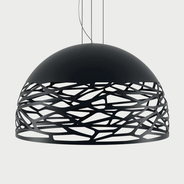 Lodes Kelly Dome laser-cut pendant light in Matte Black with white glass diffuser