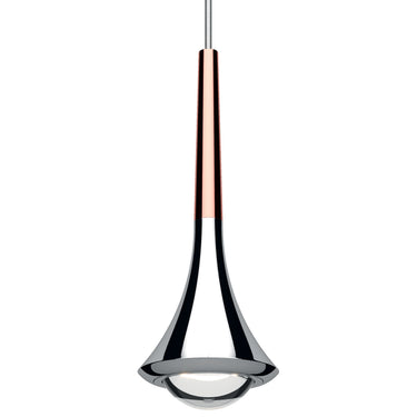 Italian-designed Lodes Rain LED pendant light in Chrome and gold rose finish