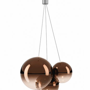 Lodes Italy Random 3-light pendant in reflective glossy bronze glass