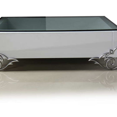 LS538 Emma White Coffee Table with Glass Top