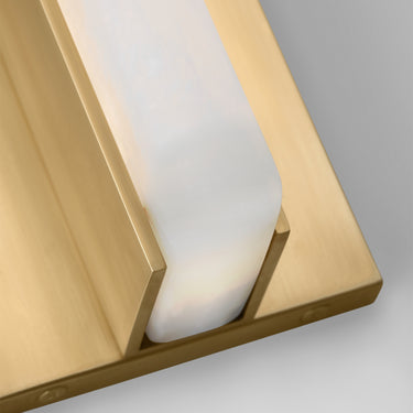 Energy-efficient antique brass wall-mounted LED light, 2700K warm white, 90 CRI.