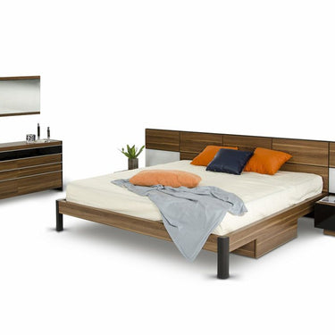 California King Rondo Platform Bed with Nightstands Storage with Light