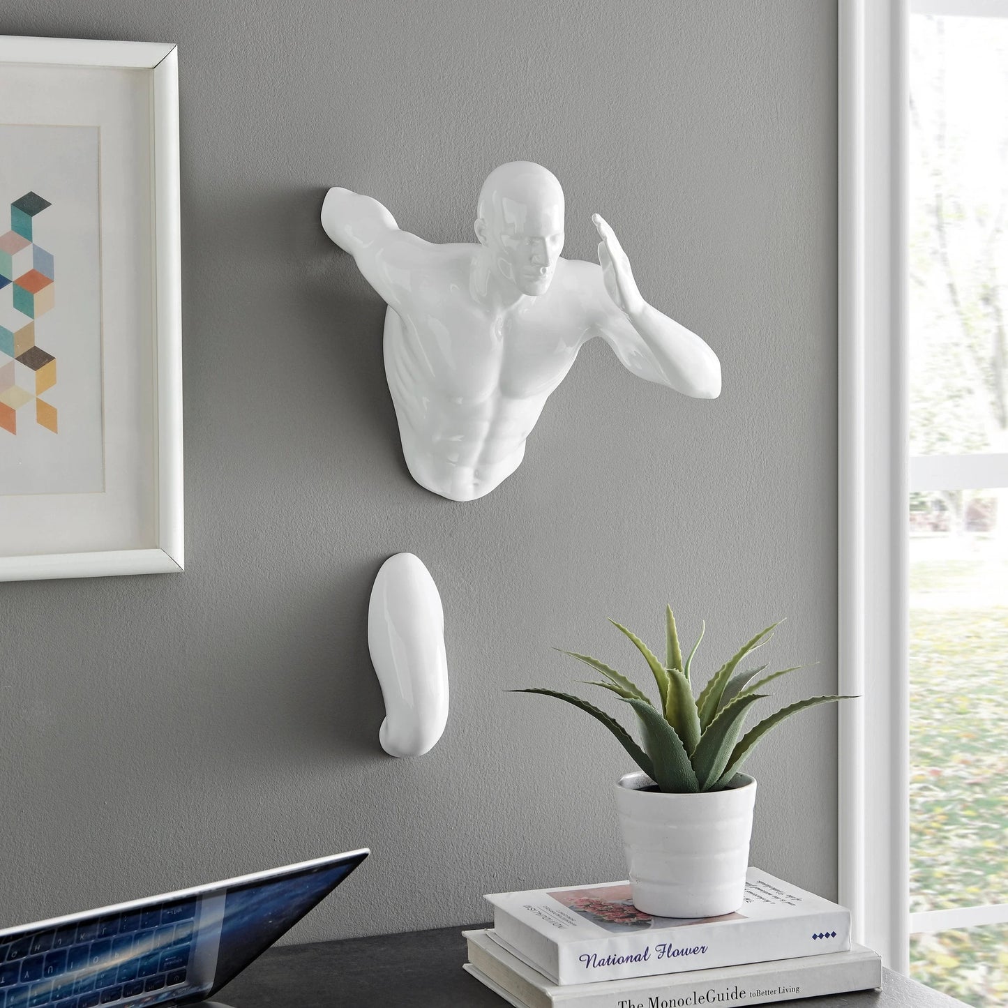 Finesse Decor 20" Man Runner Wall Sculpture - White 2