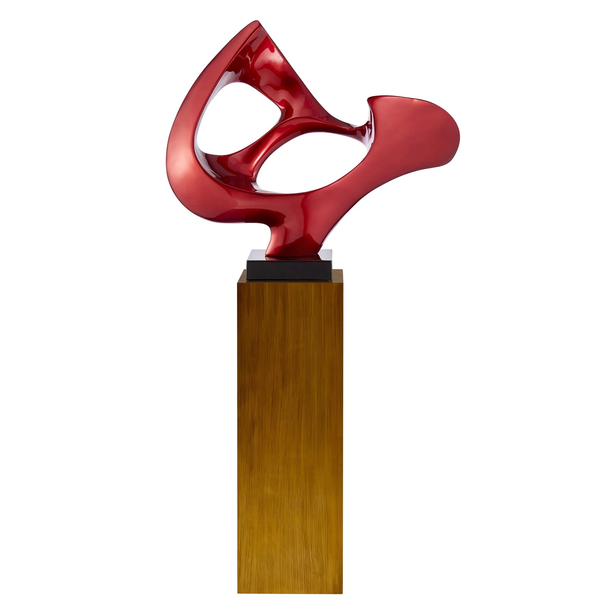 Finesse Decor Metallic Red Abstract Mask Sculpture with Wood Stand 1