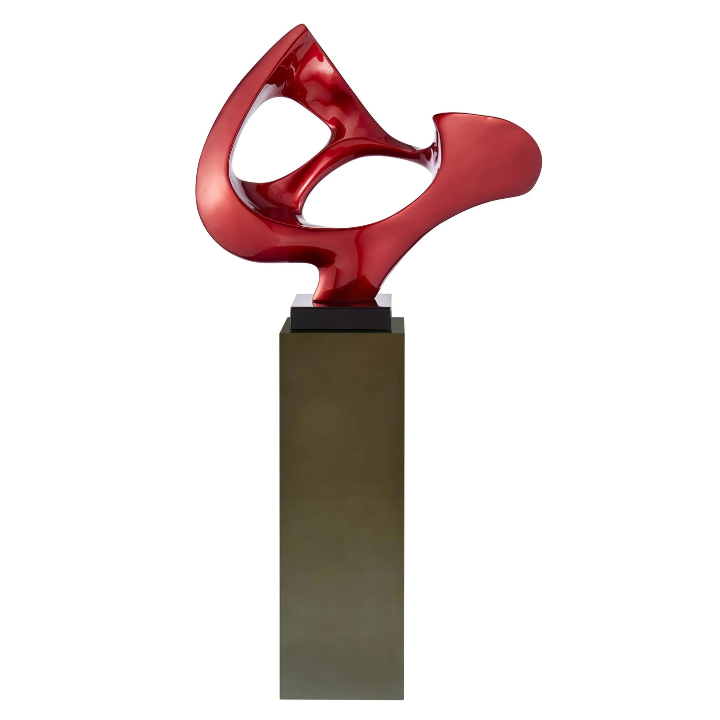 Finesse Decor Metallic Red Abstract Mask Sculpture with Gray Stand 1