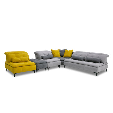 David Ferrari Mikado Italian Grey Yellow Fabric Modular Sectional Sofa