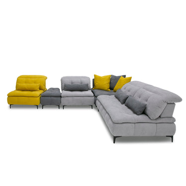 David Ferrari Mikado Italian Grey Yellow Fabric Modular Sectional Sofa
