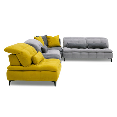 David Ferrari Mikado Italian Grey Yellow Fabric Modular Sectional Sofa