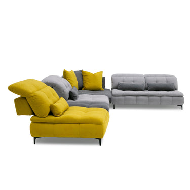 David Ferrari Mikado Italian Grey Yellow Fabric Modular Sectional Sofa