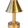 Mini Lara cordless rechargeable lamp in antique brass with tapered metal shade