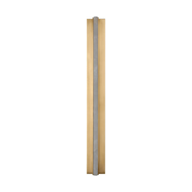 Modern dimmable antique brass wall light with integrated LED for contemporary interiors.