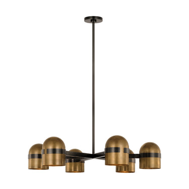 Large 36in LED brass chandelier with crystal diffuser for residential and commercial high ceilings