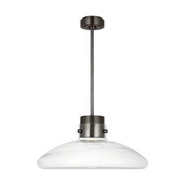 Modern 22 Inch Clear Glass Pendant Light with LED – Visual Comfort Bronze Ceiling Fixture
