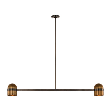 Octavia 56 inch linear chandelier in natural brass and bronze by AVROKO for modern dining rooms
