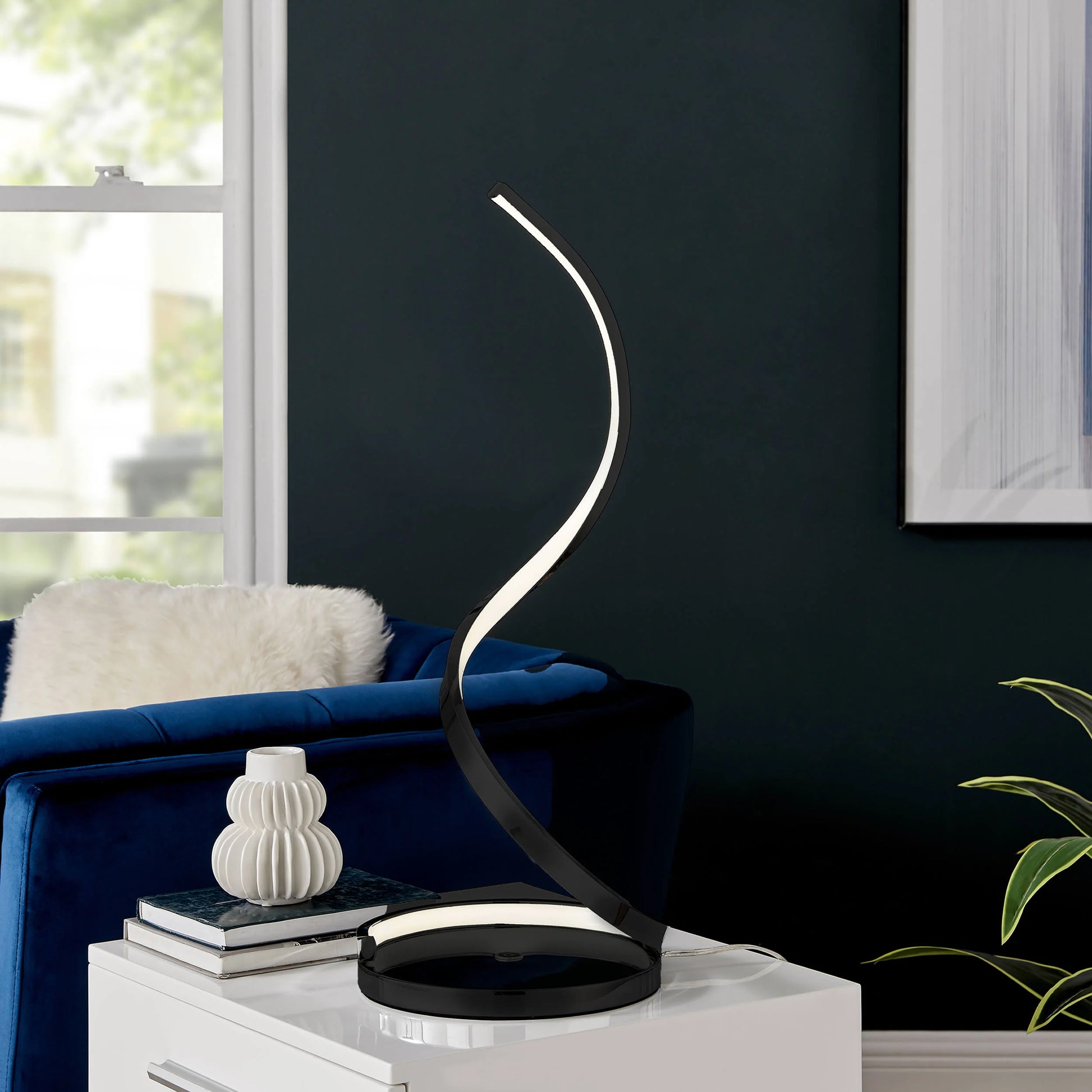 Finesse Decor Modern Spiral Integrated LED Table Lamp in Black 2