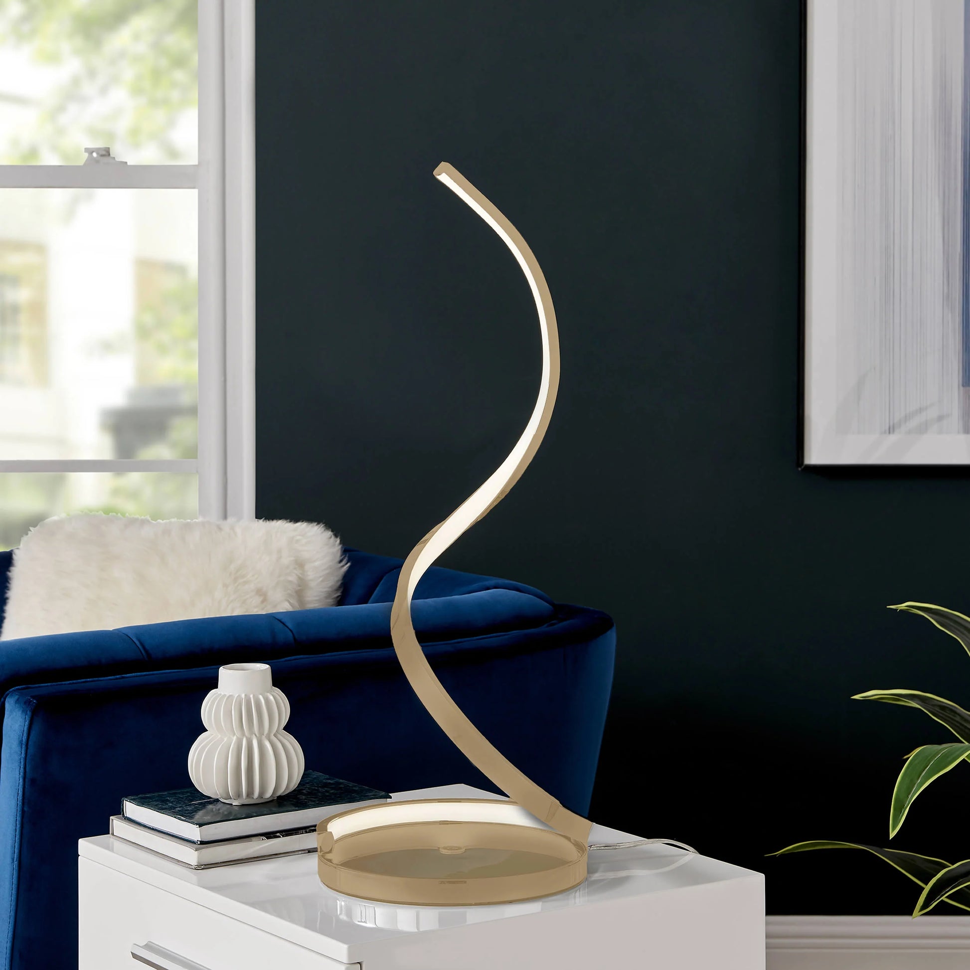 Finesse Decor Modern Spiral Integrated LED Table Lamp in Gold 2