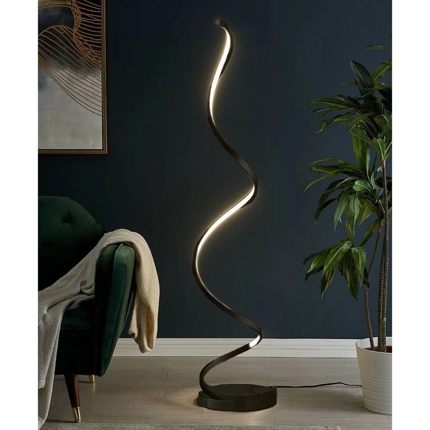 Modern Spiral LED Strip 61" Dimmable Black Floor Lamp 2