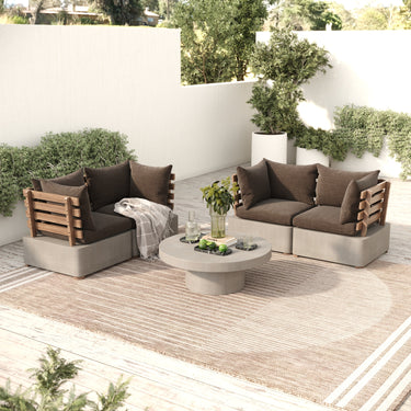 Renava Garza Outdoor Concrete & Teak Corner