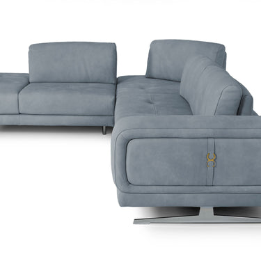 Lamod Italia Mood Blue Leather Left Facing Sectional Sofa