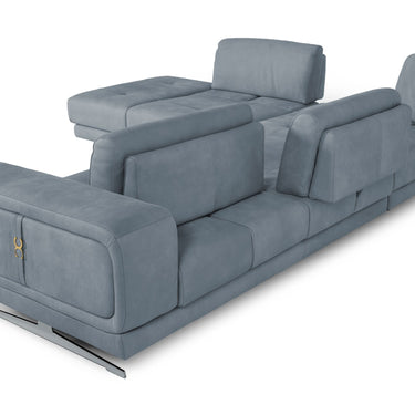 Lamod Italia Mood Blue Leather Left Facing Sectional Sofa