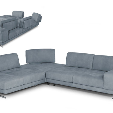 Lamod Italia Mood Blue Leather Left Facing Sectional Sofa