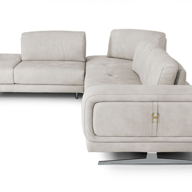 Lamod Italia Mood Light Grey Leather Left Facing Sectional Sofa