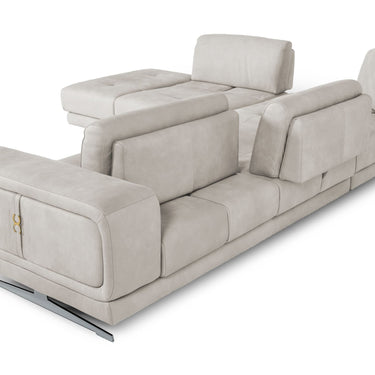 Lamod Italia Mood Light Grey Leather Left Facing Sectional Sofa