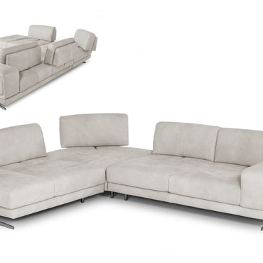 Lamod Italia Mood Light Grey Leather Left Facing Sectional Sofa