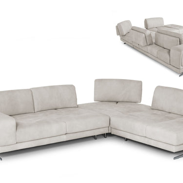 Lamod Italia Mood Light Grey Leather Right Facing Sectional Sofa